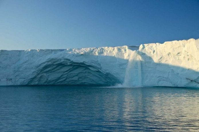 Stunning Glacier Waterfall in Svalbard Norway