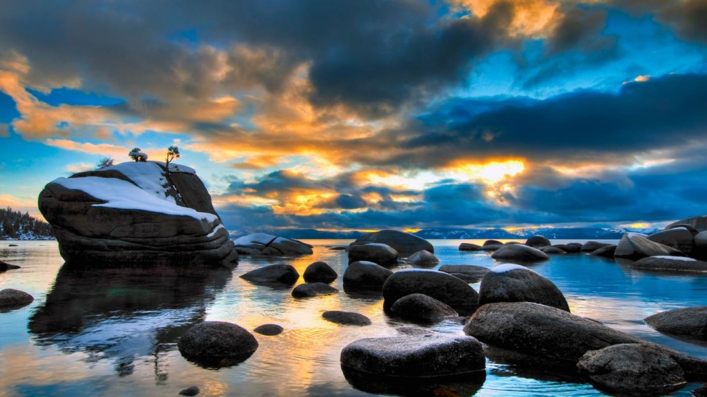 The unseen beauty of Bonsai Rock of Lake Tahoe is located a little south of Sand Harbor, it is on the east side of Lake Tahoe the Nevada side, USA.