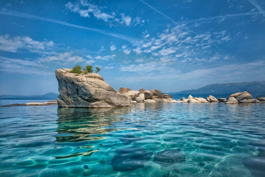 The unseen beauty of Bonsai Rock of Lake Tahoe is located a little south of Sand Harbor, it is on the east side of Lake Tahoe the Nevada side, USA.