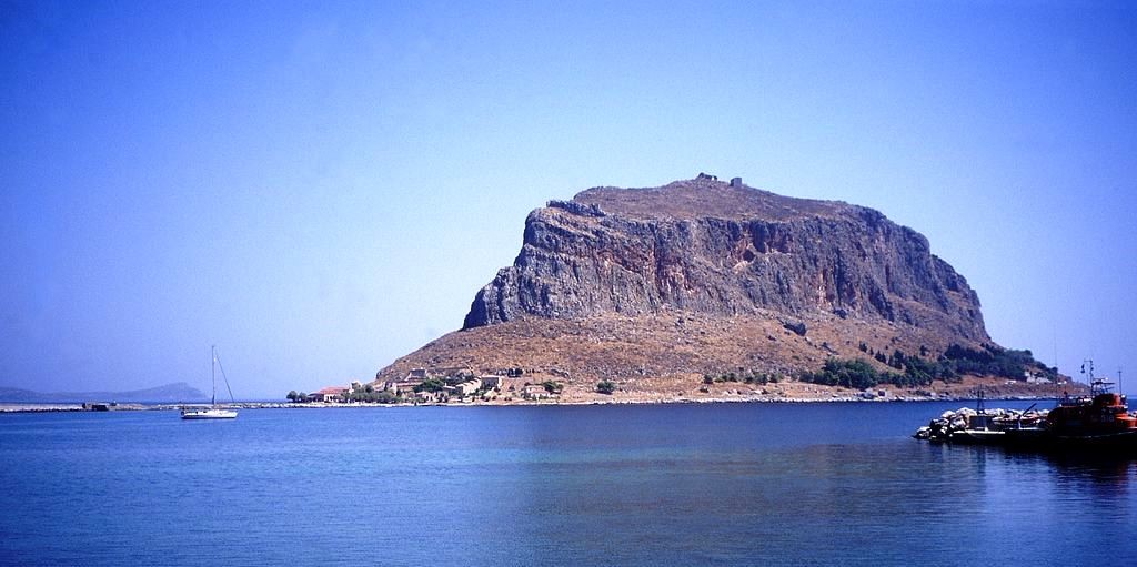 Monemvasia is just like a Gibraltar. Monemvasia is like a rocky island on the east coast of the Peloponnese in Greece