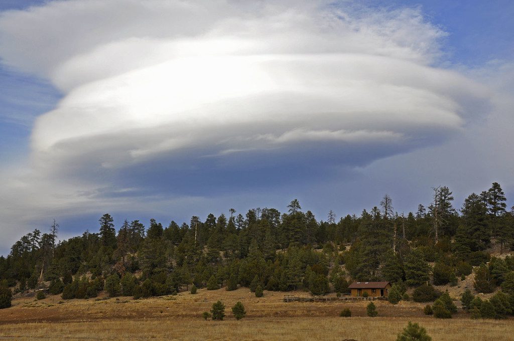 Dramatic saucer cloud over Campbell Mesa, Flagstaff, Arizona.