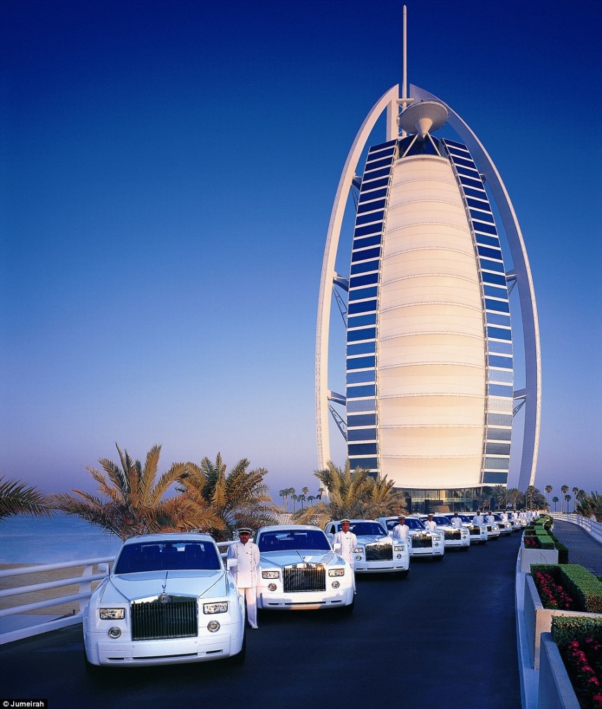 Seven-star luxury For the ultimate experience, chauffeur-driven Rolls Royce's can take you from the airport to the hotel