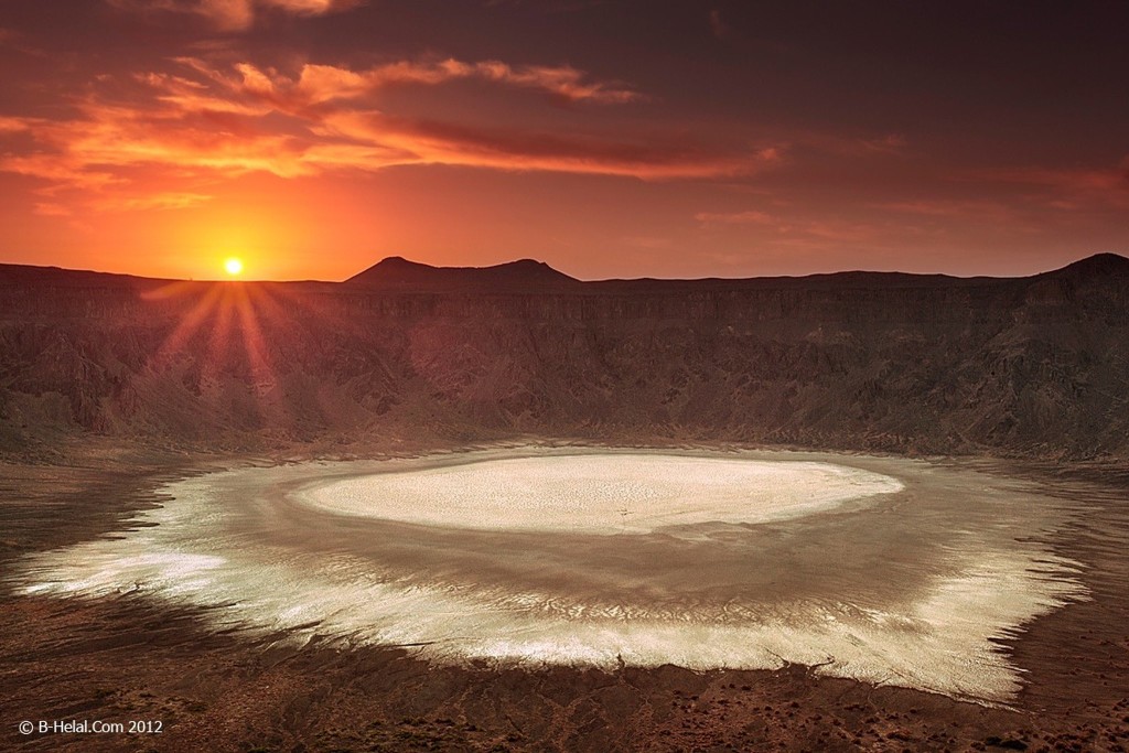 Super View of Sun Setting at Al Wahbah Crater