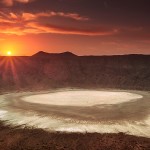 Super View of Sun Setting at Al Wahbah Crater