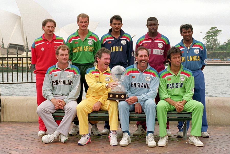 The nine captains with the trophy, World Cup, Sydney, February, 1992