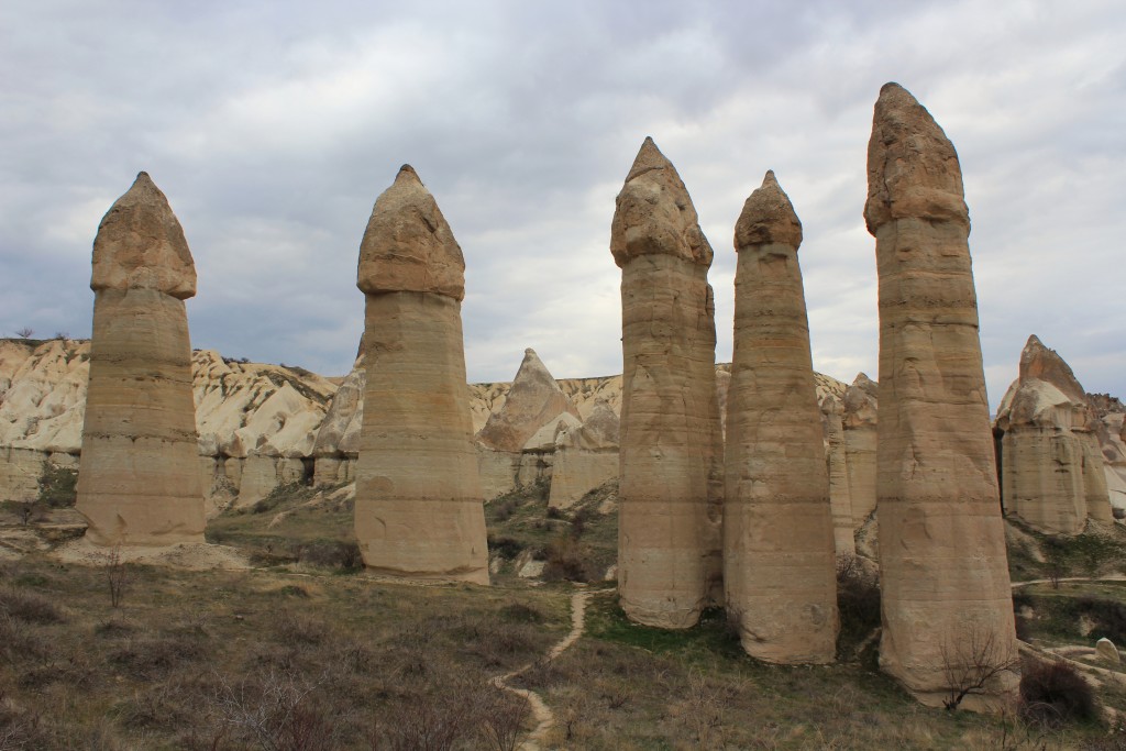 The Fairy Chimney also called tufa rock cones are located in a region once known as Cappadocia, which ran through the historic Silk Road trading route.