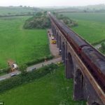 Thus, a cloudy, grey day was brightened up by the iconic locomotive chugging along the tracks of the Harringworth viaduct in Northamptonshire, which is longest masonry viaduct in Britain.