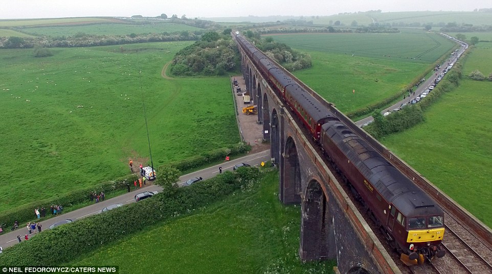 Thus, a cloudy, grey day was brightened up by the iconic locomotive chugging along the tracks of the Harringworth viaduct in Northamptonshire, which is longest masonry viaduct in Britain.
