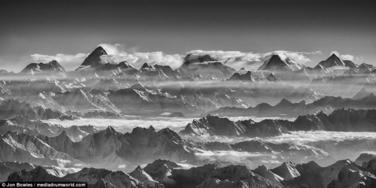 Bowles photographed K2, the world's second-tallest mountain, Broad Peak and the Gasherbrums, in the Himalayas and Karakoram ranges