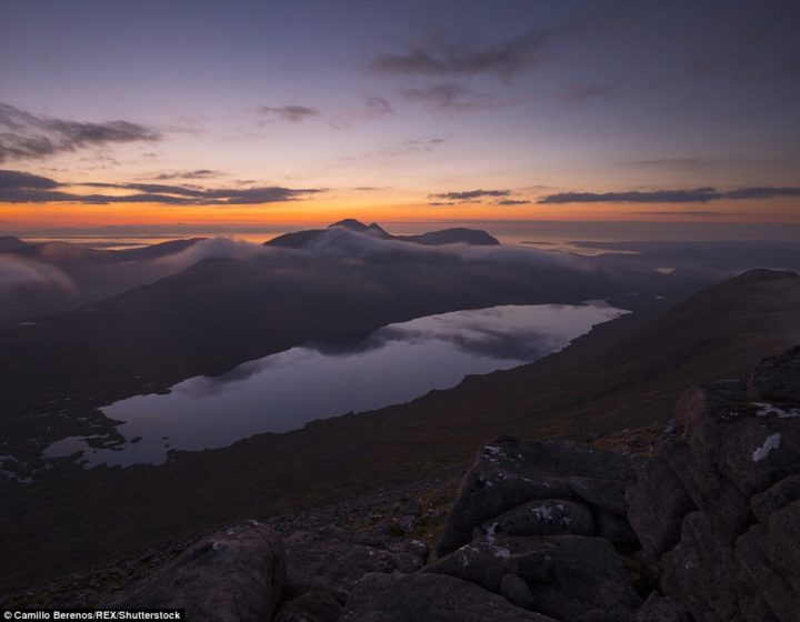 As the sun sets, clouds crawl across the sky and night draws in on the bridge of Baosbheinn (above), the peaceful highlands become more awe-inspiring