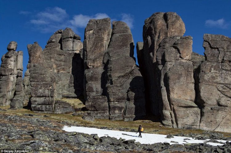 The granite town is a bizarre 65ft-tall rock formation just discovered in Siberia.
