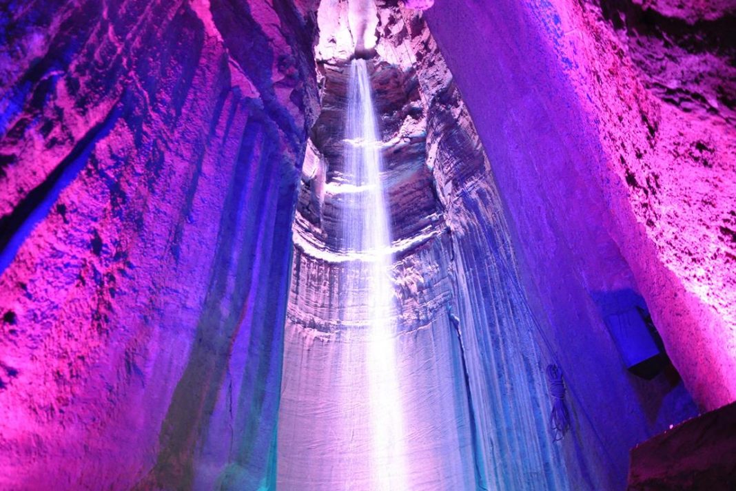 Ruby Waterfall is located within Lookout Mountain in Tennessee, 1120 feet below ground lies tallest and deepest waterfall of United States.