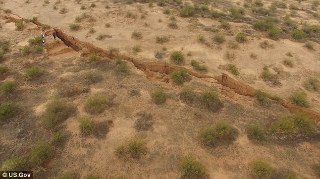 The fissure splits the desert's surface in the Tator Hills area of southern Pinal County