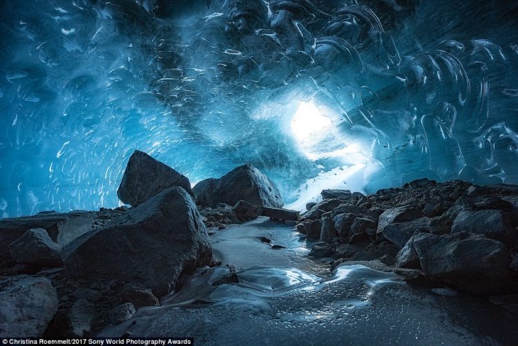 Christina Roemmelt took this startling image of an ice cave in December 2016 after a long hike to a glacier in an undisclosed location