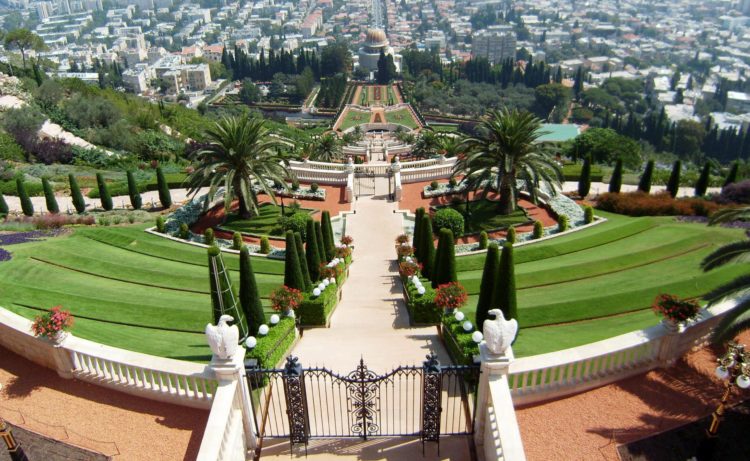 The Terraces of the Bahá'í Faith, are garden terraces around the Shrine of the Báb on Mount Carmel in Haifa, Israel.