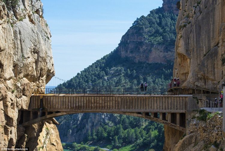 One of Spain’s most popular tourist attractions, El Caminito del Rey Path, slices through the Gaitanes Gorge providing thrill-seekers with dramatic views 330ft above Gualdalhorce river