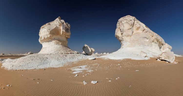 Just a few hours from the bursting metropolis of Cairo lies a strange desert that will make you feel like you have landed on the surface of the moon. 