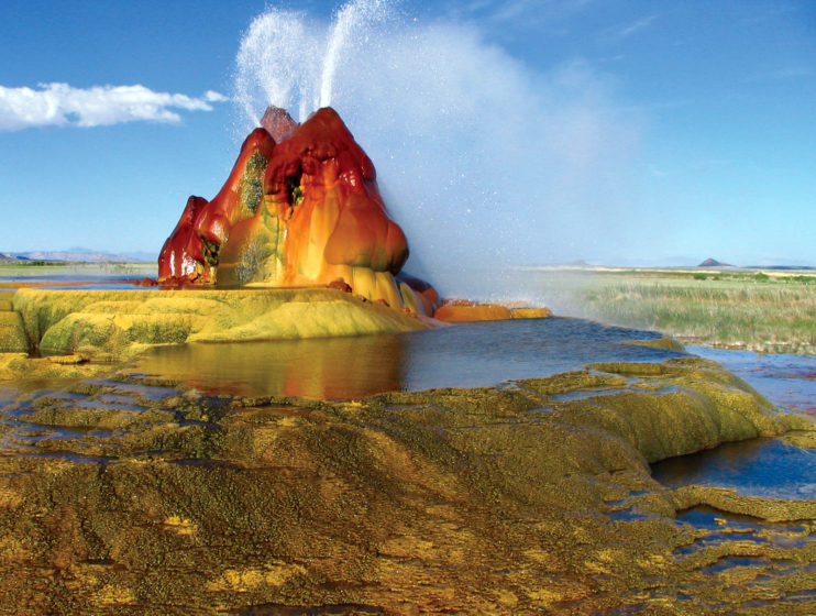 Fly Geyser of Nevada is a geyser with several channels which is located in the black rock desert of Washoe County, a rural part of northwest of the state of Nevada, USA. 
