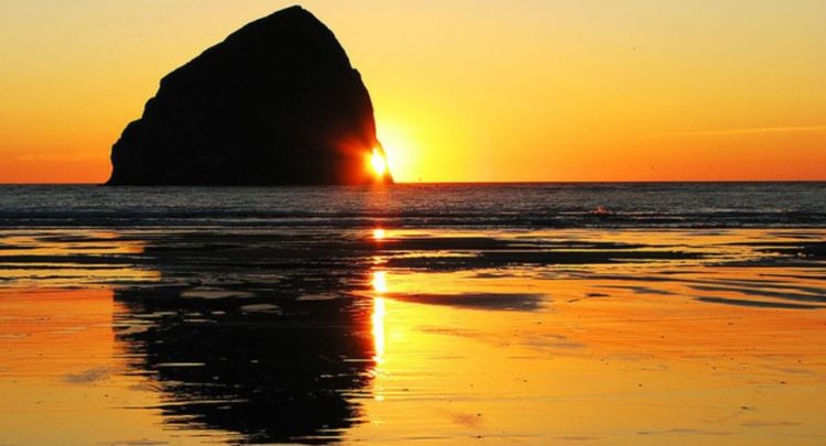 Haystack rock is composed of basalt, formed by lava flows emanating from the Blue Mountains and Columbia basin about 15 million years ago. 