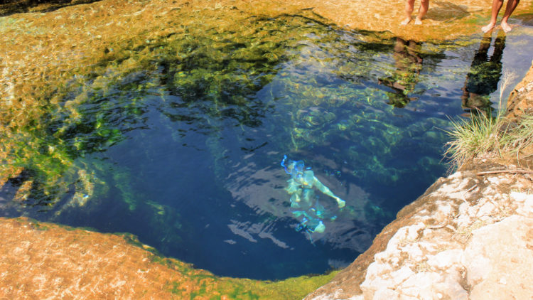 Jacob’s Well is located on the “Cypress Creek” in the town of Wimberley, Texas, USA. 