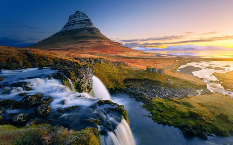 Mt. Kirkjufell (463 m) is the most prominent mountain near the town of Grundarfjörður. It is most beautiful landmark and photographed mountain in Iceland the icon of the Snaefellsnes Peninsula.