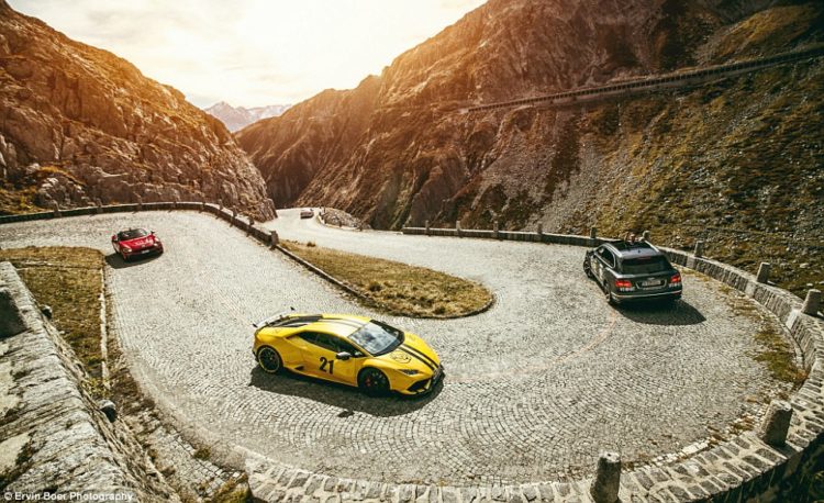 Mr Boer took in five countries including Belgium, Germany, Switzerland, Italy and Austria. Pictured is the Tremola Pass in Switzerland