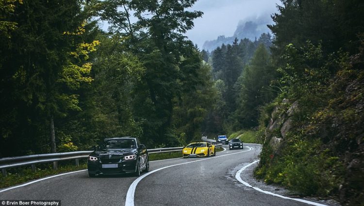 Mr Boer's journey also took him through the Black Forest in Germany, where the roads are lined with dense trees, pictured