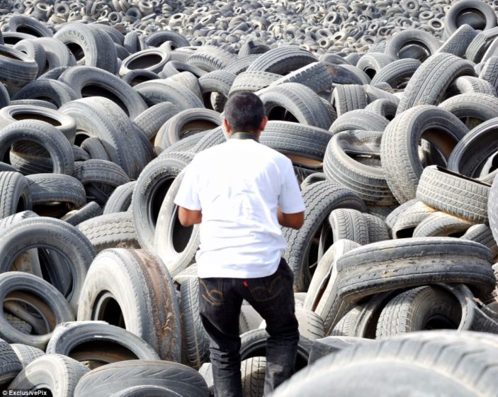 It is believed that tyres of other countries and Kuwait have paid for them to be taken away - four companies are in charge of the disposal and are idea to make a substantial amount from the disposal fees. 