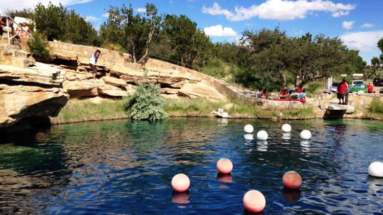 On the east of Santa Rosa, there’s bell-shaped pool called Blue Hole located off Route 66 in New Mexico.