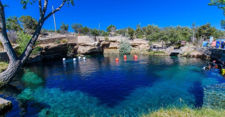 The arid climes is a natural swimming hole that has a hidden system of underwater caves which were unexplored until 2013. 