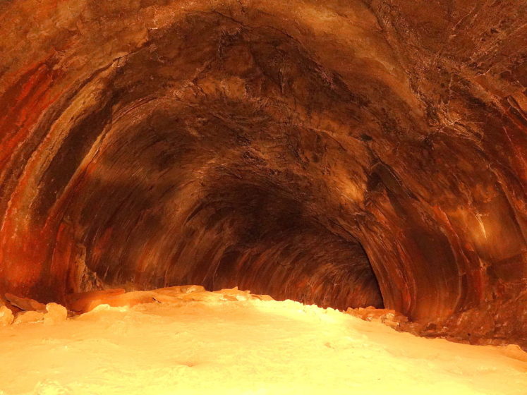 30 seconds long time exposure captured from inside the lava tunnel. The illumination done by using 2 flashlights.