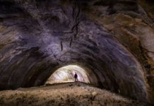 Coconino Lava River Cave, Arizona The Coconino Lava River Cave in the Coconino National Forest, near Flagstaff, Arizona is huge big enough for an individual to walk through with dozens of feet overhead.