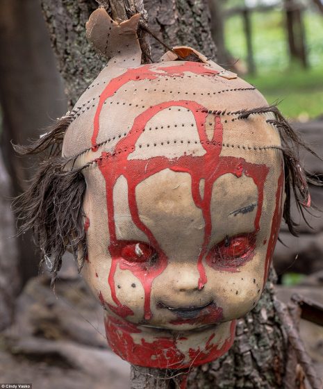 Over half a century, he collected more than 1,500 of these little horrors. All the dolls are still there untouched. They look like decaying corpses of children.