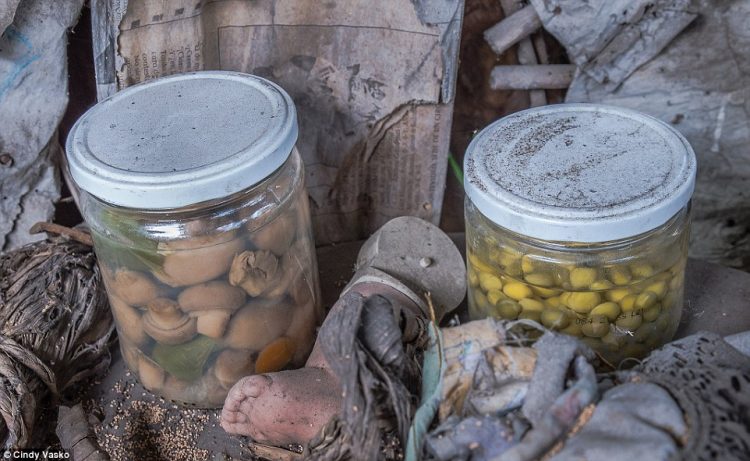 A strange looking jar inside one of the shrines appears to contain old mushrooms, soaked in a liquid