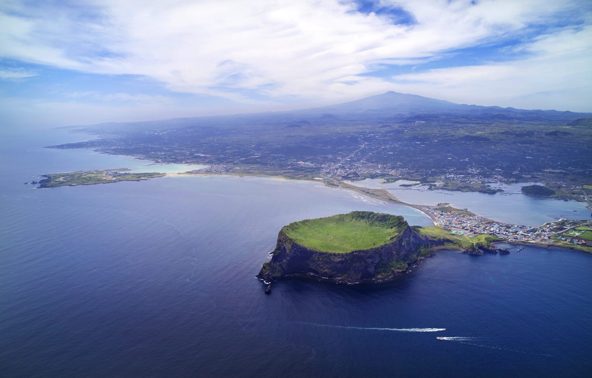 A central feature of Jeju is Hallasan, the tallest mountain in South Korea and a dormant volcano, which rises 1,950 m above sea level.