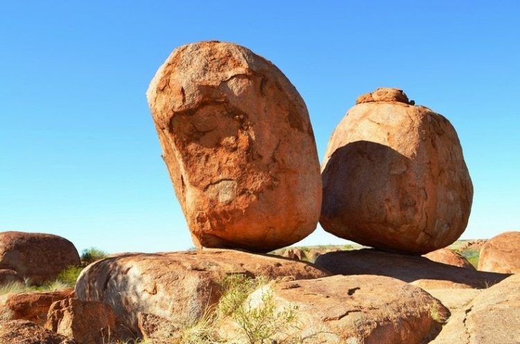 The Devils Marbles started out, several million years ago, when an upsurge of molten rock penetrated the ground from below.