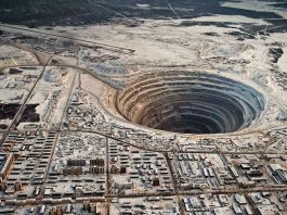 Mir Mine is actually a diamond mine located in Mirny Eastern Siberia Russia. It is also called Mirny Mine, and when it was decided to close in 2004.