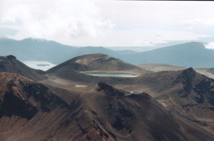The andesitic eruptions formed Tongariro, a steep stratovolcano, reaching a height of 6,490 ft. 