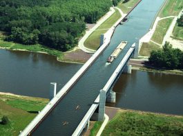 The most famous water bridge is the Magdeburg Water Bridge in Germany, the longest and the most impressive in the world.
