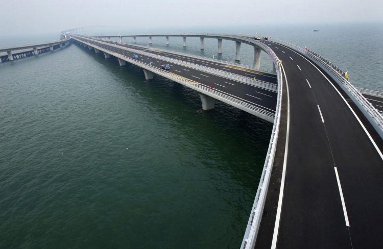 It is also called Qingdao Haiwan Bridge which is part of the 41.58 km Jiaozhou Bay Connection Project.