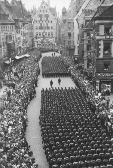 Nazi parade through Nuremberg.