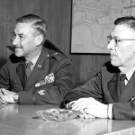 John Bruce Medaris left and Holger Toftoy 1956
