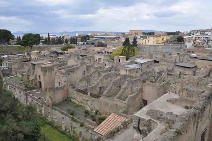 Herculaneum is situated in the middle of a modern city, Ercolano.