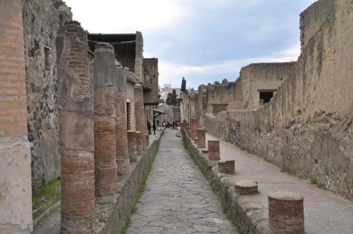 Instead of ash, Herculaneum was covered in feet of mud, which even better preserved the undersized port city.