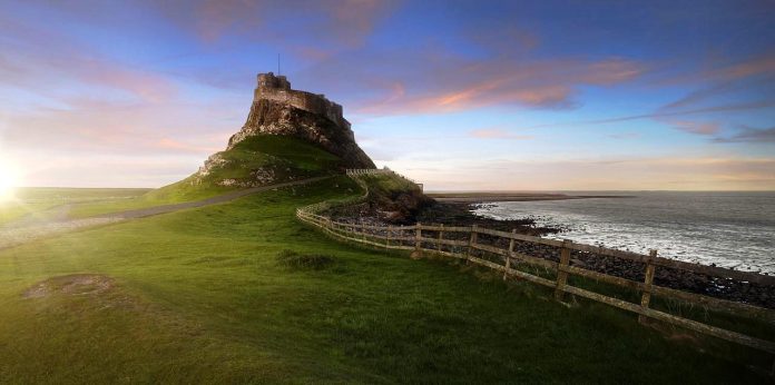 The original purpose of Lininfarne Castle was to protect the natural harbor located within the lee of Holy Island through an artillery battery.