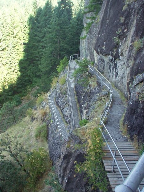 A 41-switchback trail, handrails, and bridges were constructed by Henry J. Biddle over the course of three years after he purchased the rock for $1 in 1915.