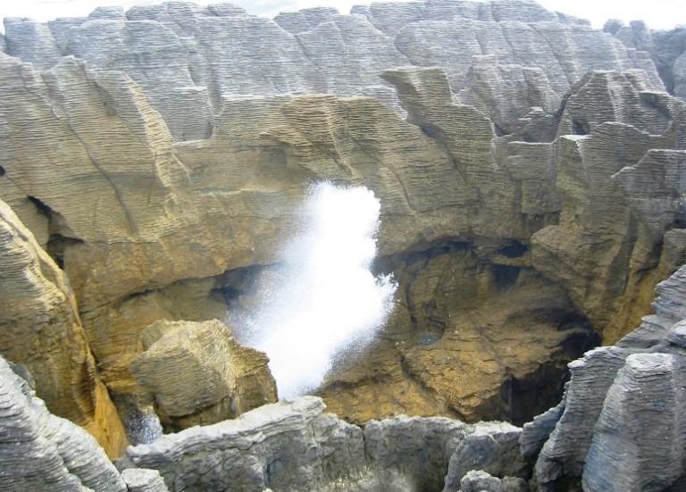 Several vertical air shafts and horizontal tunnels were weathered by the rain, creating the Blowholes.