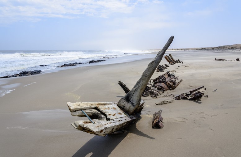 Whale bones litter the Skeleton Coast, part of the Namib Desert, and dozens of ships are broken on its shores.