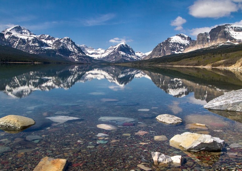 The Two Medicine Lake is situated within Glacier National Park, in Montana.
