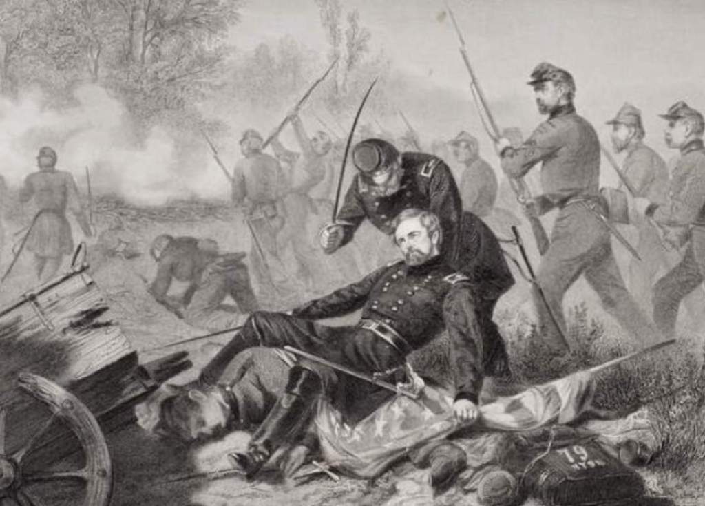 Death of General Isaac Stevens during the battle of Ox Hill, on Chantilly, Viriginia 1862 